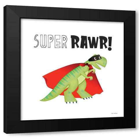 Super Rawr! Black Modern Wood Framed Art Print with Double Matting by Seven Trees Design