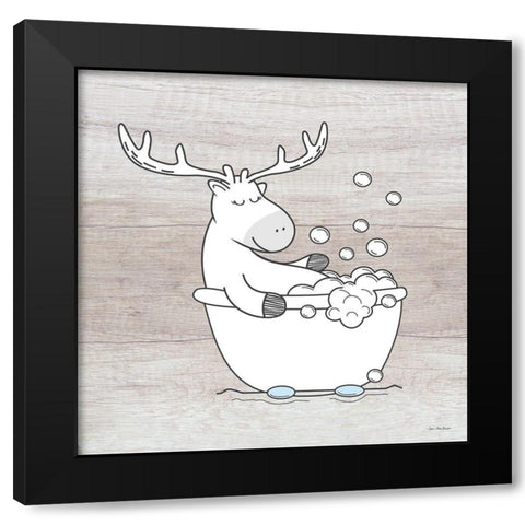 Deer Bathroom Black Modern Wood Framed Art Print with Double Matting by Seven Trees Design