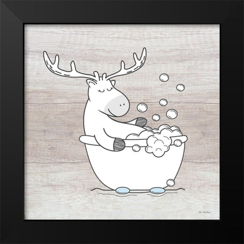 Deer Bathroom Black Modern Wood Framed Art Print by Seven Trees Design
