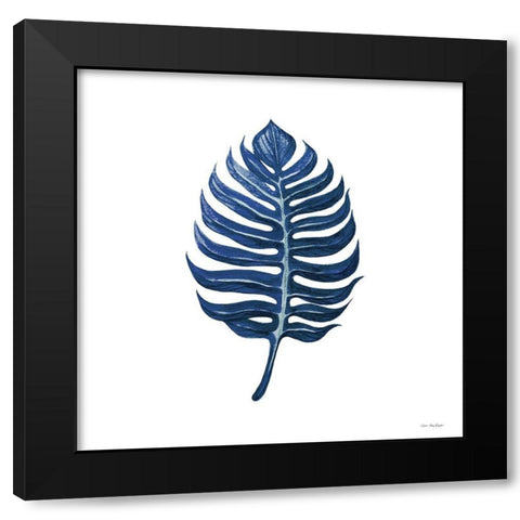 Watercolor Blue Leaf I Black Modern Wood Framed Art Print by Seven Trees  Design