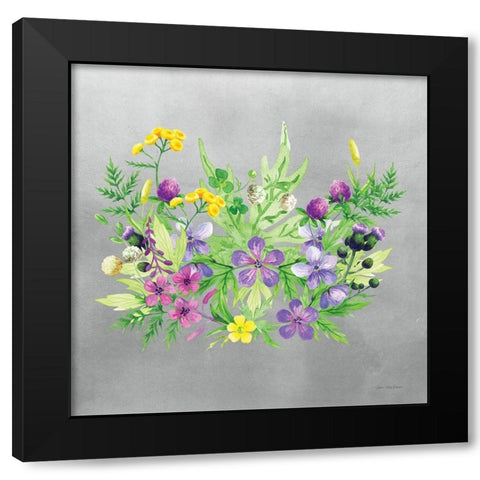 Watercolor Happy Flowers Black Modern Wood Framed Art Print by Seven Trees Design
