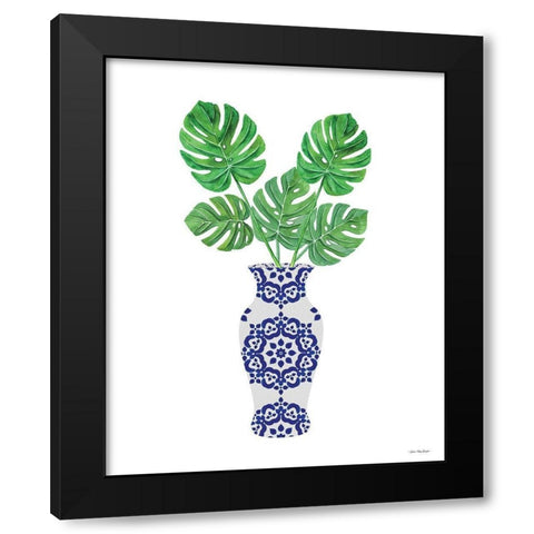 Watercolor Blue Jar Black Modern Wood Framed Art Print with Double Matting by Seven Trees  Design