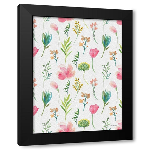 Happy Flora Black Modern Wood Framed Art Print by Seven Trees Design