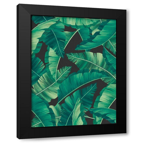 Tropical Leaves II Black Modern Wood Framed Art Print with Double Matting by Seven Trees Design