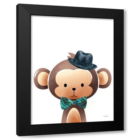 Mr. Monkey Black Modern Wood Framed Art Print with Double Matting by Stellar Design Studio