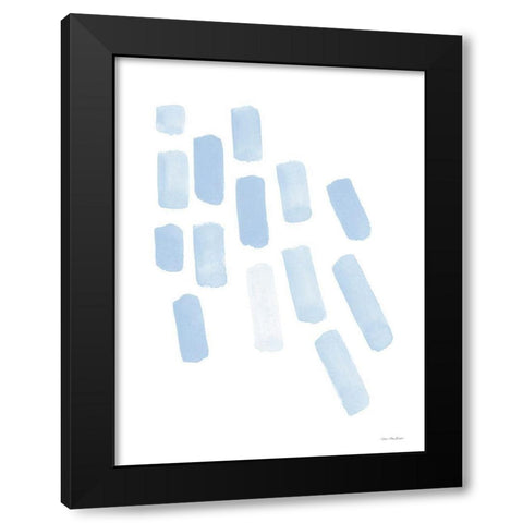 Blue Strokes Black Modern Wood Framed Art Print by Seven Trees Design