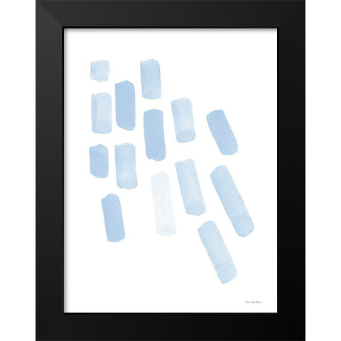 Blue Strokes Black Modern Wood Framed Art Print by Seven Trees Design