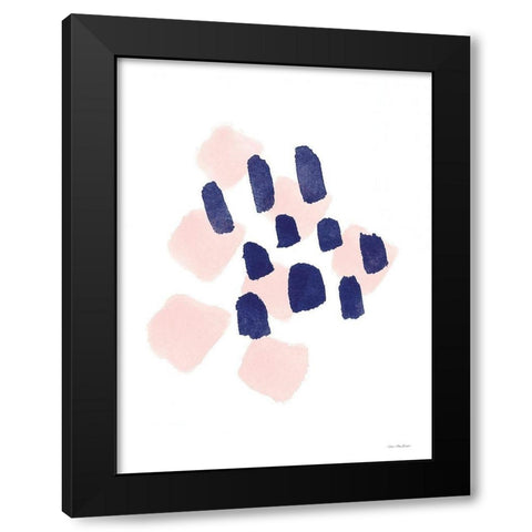 Navy and Pink Strokes Black Modern Wood Framed Art Print by Seven Trees Design