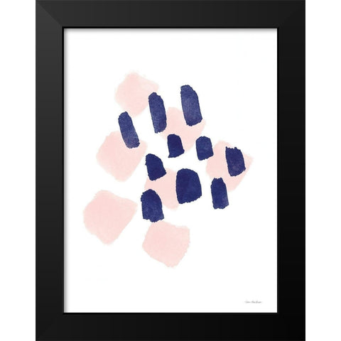 Navy and Pink Strokes Black Modern Wood Framed Art Print by Seven Trees Design