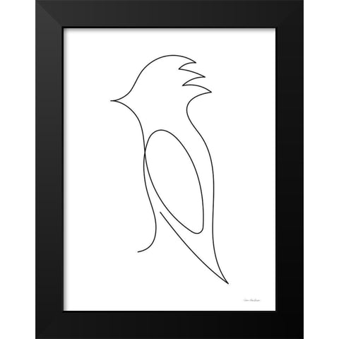 One Line Bird Black Modern Wood Framed Art Print by Seven Trees Design