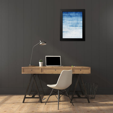 Abstract Blue Black Modern Wood Framed Art Print by Seven Trees Design