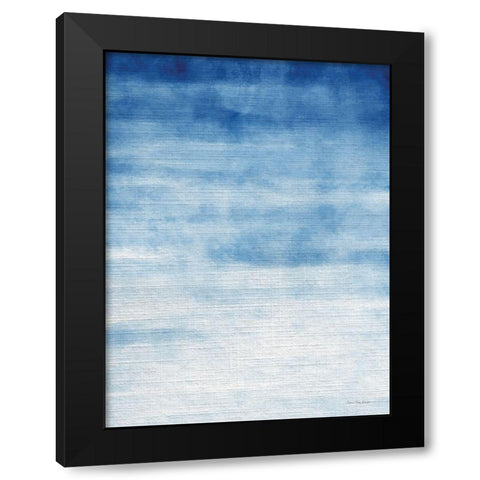 Abstract Blue Black Modern Wood Framed Art Print with Double Matting by Seven Trees Design