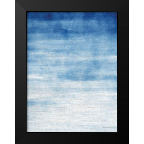 Abstract Blue Black Modern Wood Framed Art Print by Seven Trees Design
