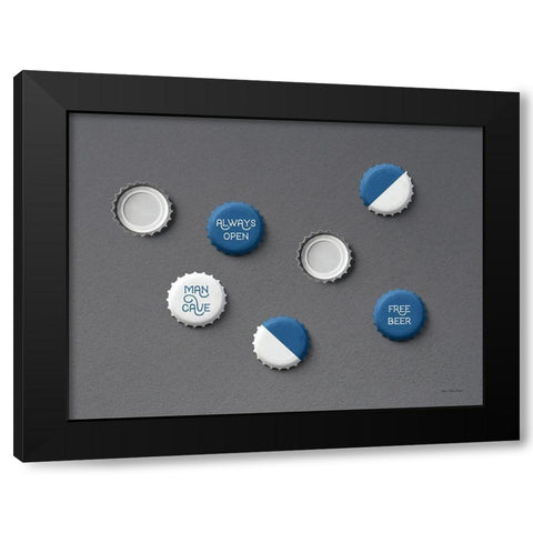 Man Cave Bottle Caps Black Modern Wood Framed Art Print by Seven Trees Design
