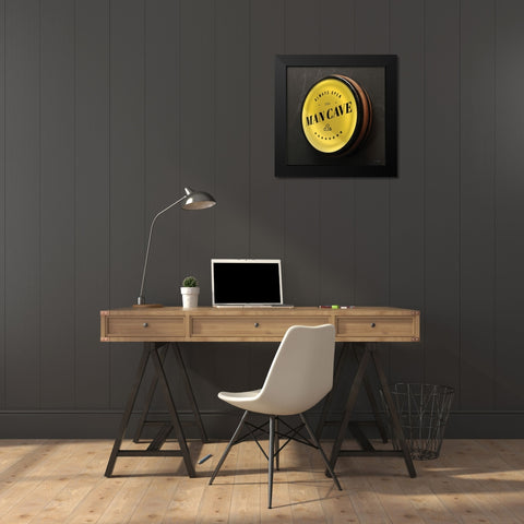 Man Cave Sign Black Modern Wood Framed Art Print by Seven Trees Design