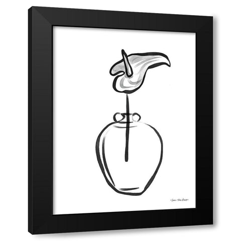 Flower and Pot Drawing Black Modern Wood Framed Art Print by Seven Trees Design