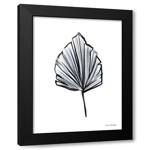 Black Watercolor Leaf Black Modern Wood Framed Art Print with Double Matting by Seven Trees Design