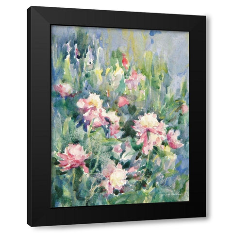 Watercolor Garden of Roses Black Modern Wood Framed Art Print by Seven Trees Design