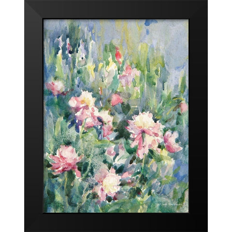 Watercolor Garden of Roses Black Modern Wood Framed Art Print by Seven Trees Design