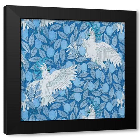 Parrots and Lemons Black Modern Wood Framed Art Print with Double Matting by Seven Trees Design