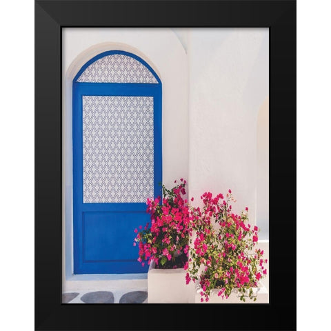 Santorini Door Black Modern Wood Framed Art Print by Seven Trees Design