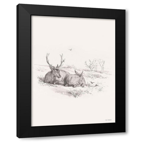 Reindeer Chilling    Black Modern Wood Framed Art Print by Seven Trees Design