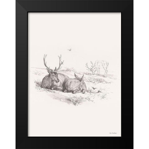Reindeer Chilling    Black Modern Wood Framed Art Print by Seven Trees Design