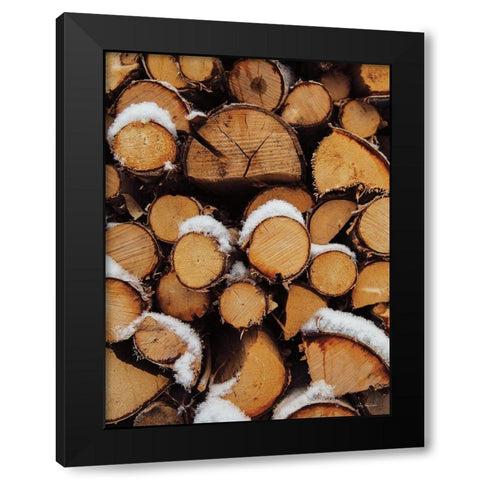 Wood Pile    Black Modern Wood Framed Art Print with Double Matting by Seven Trees Design