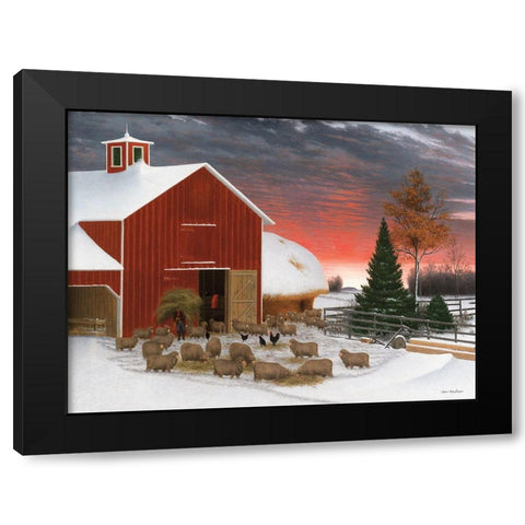 Snowy Farm    Black Modern Wood Framed Art Print with Double Matting by Seven Trees Design