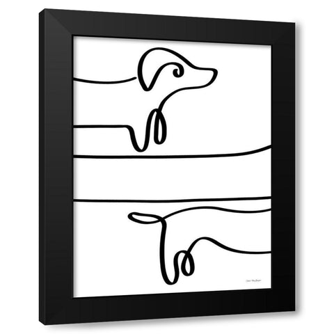One Line Dachshund Black Modern Wood Framed Art Print by Seven Trees Design