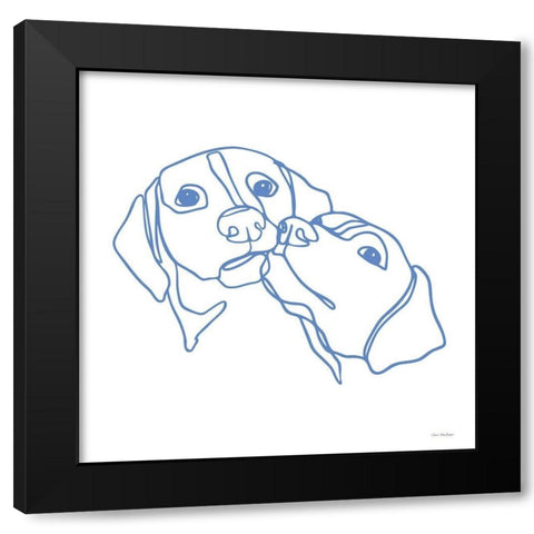 One Line Dog Couple Black Modern Wood Framed Art Print by Seven Trees Design
