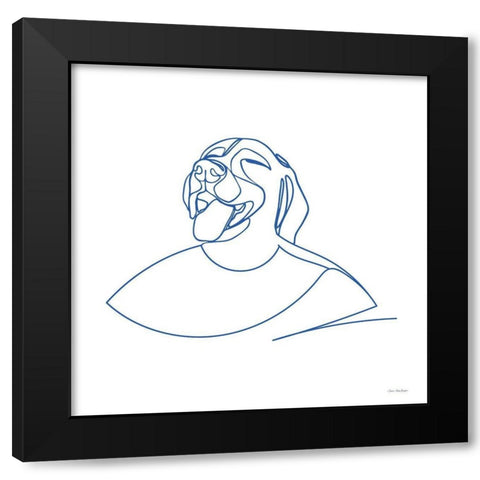 One Line Female Dog Black Modern Wood Framed Art Print by Seven Trees Design