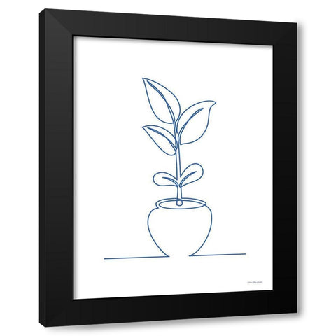 One Line Plant II Black Modern Wood Framed Art Print by Seven Trees Design