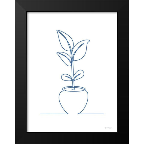 One Line Plant II Black Modern Wood Framed Art Print by Seven Trees Design