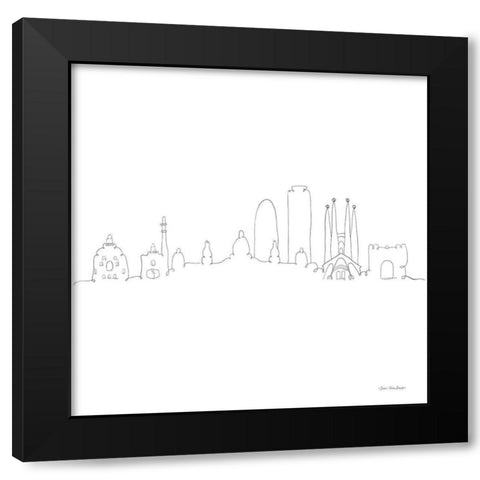 One Line Barcelona Black Modern Wood Framed Art Print by Seven Trees Design