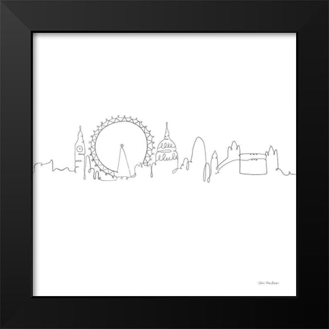 One Line London Black Modern Wood Framed Art Print by Seven Trees Design