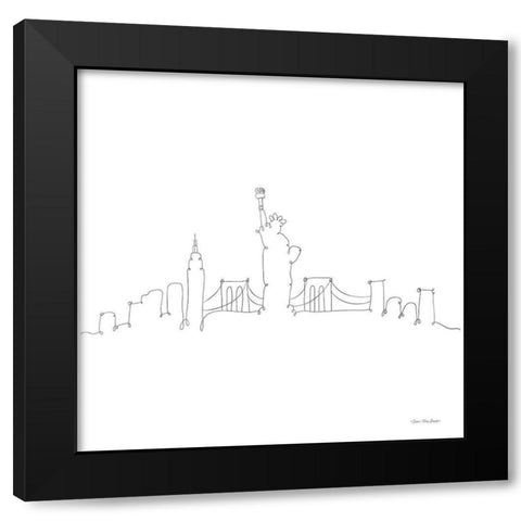 One Line New York Black Modern Wood Framed Art Print by Seven Trees Design
