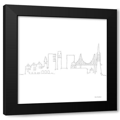 One Line San Francisco Black Modern Wood Framed Art Print by Seven Trees Design