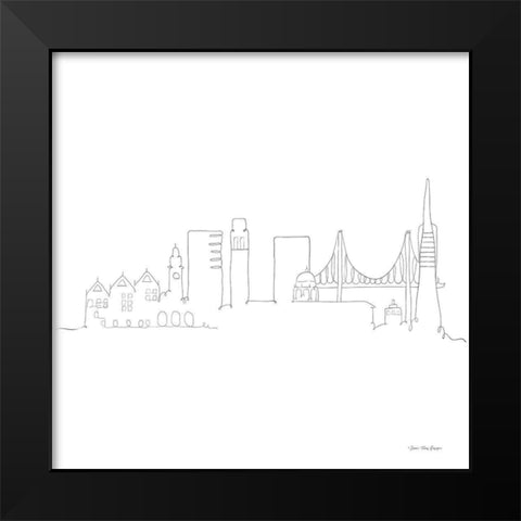 One Line San Francisco Black Modern Wood Framed Art Print by Seven Trees Design