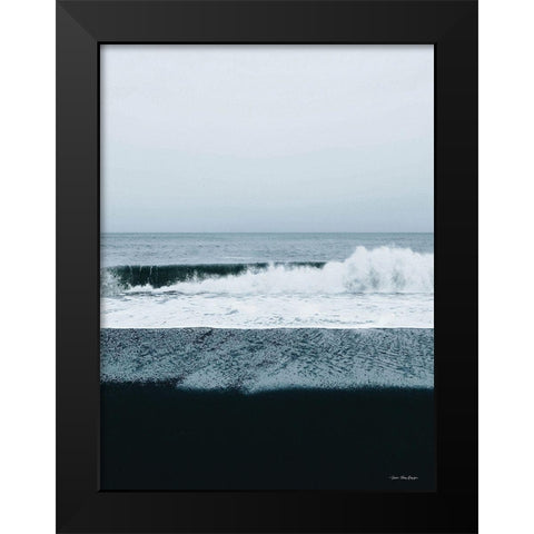 Black Beach Black Modern Wood Framed Art Print by Seven Trees Design