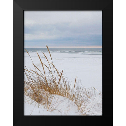 Peaceful Beach Black Modern Wood Framed Art Print by Seven Trees Design