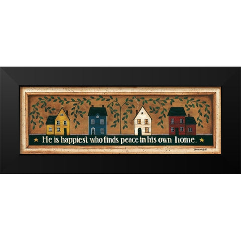 He is Happiest Black Modern Wood Framed Art Print by Crawford, Tonya