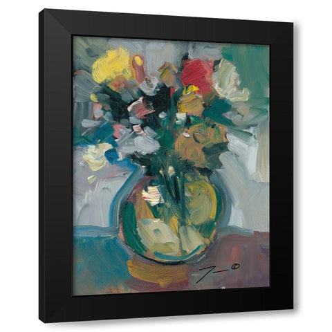 Glass Vase Black Modern Wood Framed Art Print with Double Matting by Trujillo, Jose