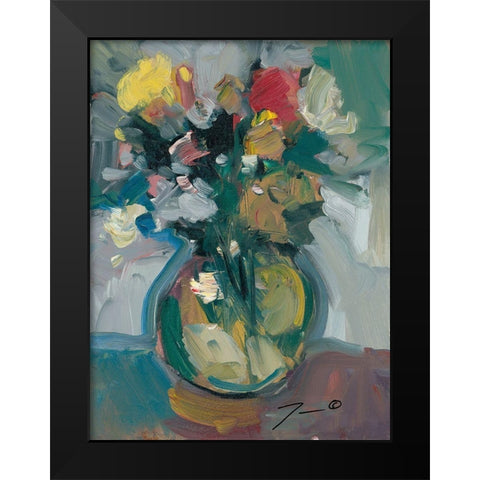Glass Vase Black Modern Wood Framed Art Print by Trujillo, Jose