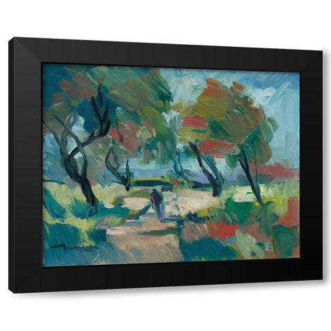 Early Walk Black Modern Wood Framed Art Print by Trujillo, Jose