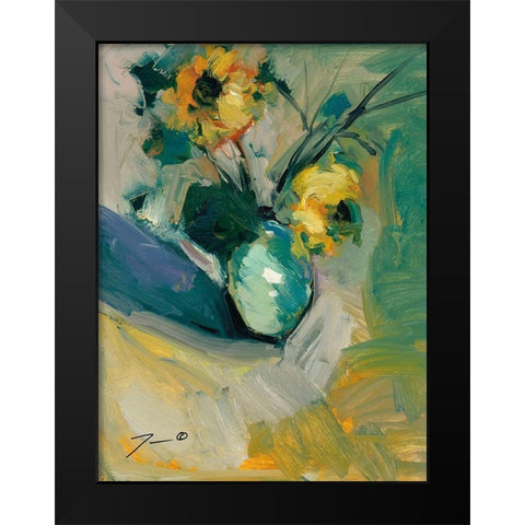 Sunflowers Black Modern Wood Framed Art Print by Trujillo, Jose
