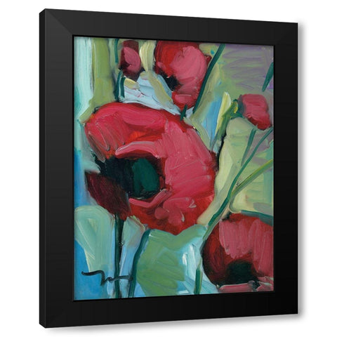 Poppies Black Modern Wood Framed Art Print by Trujillo, Jose
