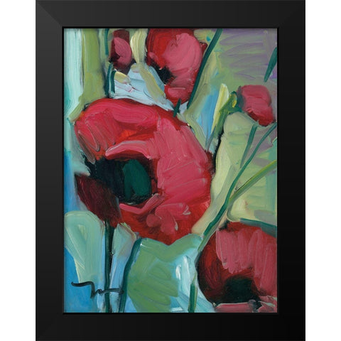 Poppies Black Modern Wood Framed Art Print by Trujillo, Jose