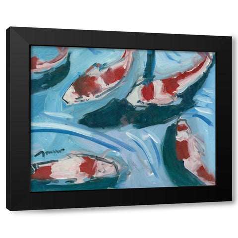 Koi Pond Black Modern Wood Framed Art Print by Trujillo, Jose