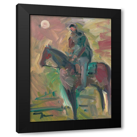 Desert Horseman Black Modern Wood Framed Art Print by Trujillo, Jose